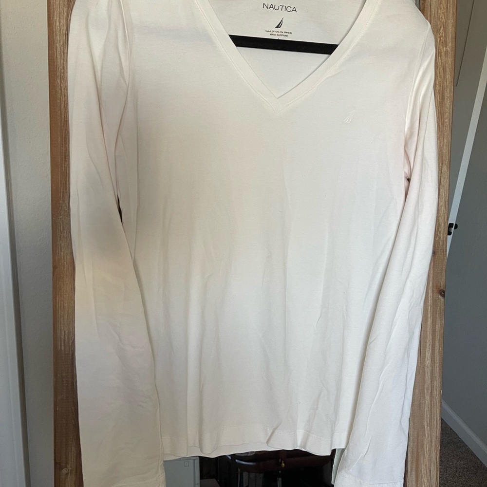 Nautica Women's Long Sleeve Cream Tee